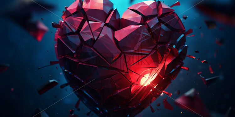 An abstract style heart that is broken into many pieces - Starpik Stock