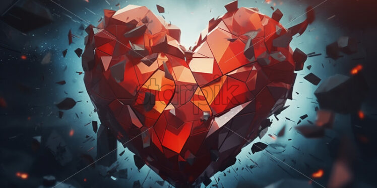 An abstract style heart that is broken into many pieces - Starpik Stock