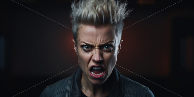 An angry punk woman, portrait - Starpik Stock