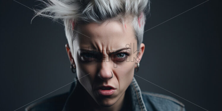 An angry punk woman, portrait - Starpik Stock