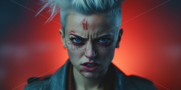 An angry punk woman, portrait - Starpik Stock