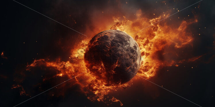 An apocalyptic scene with the destruction of a planet - Starpik Stock