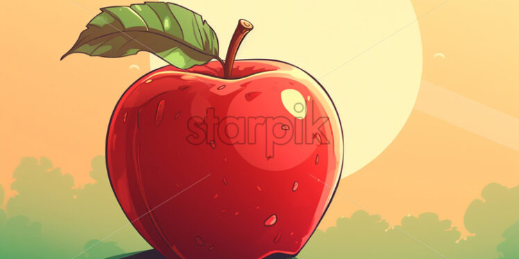 An apple in retro style created in 2d software - Starpik Stock