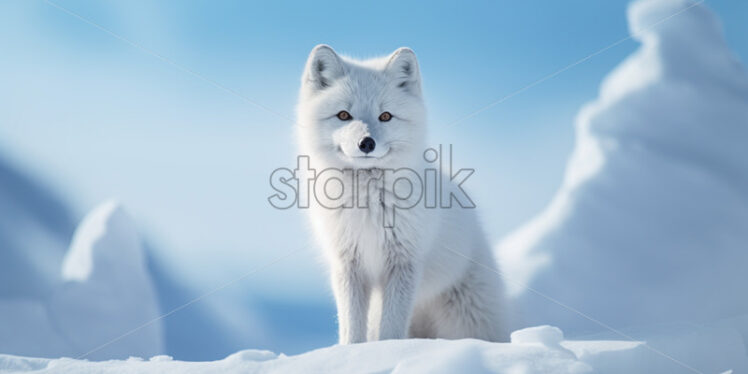 An arctic fox in the snow - Starpik Stock