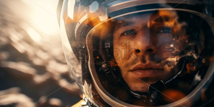 An astronaut with a helmet looking into the distance - Starpik Stock