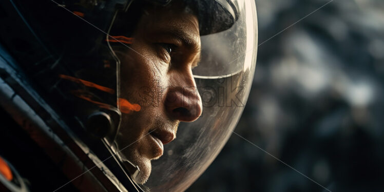 An astronaut with a helmet looking into the distance - Starpik Stock