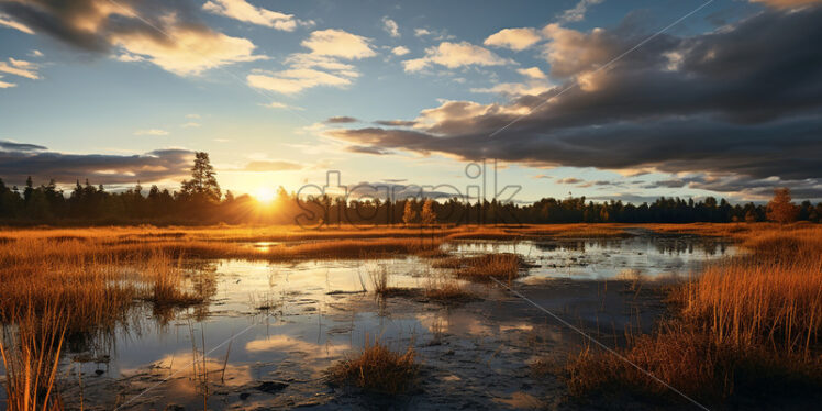 An autumn landscape with a lake - Starpik Stock