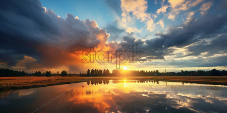 An autumn landscape with a lake - Starpik Stock