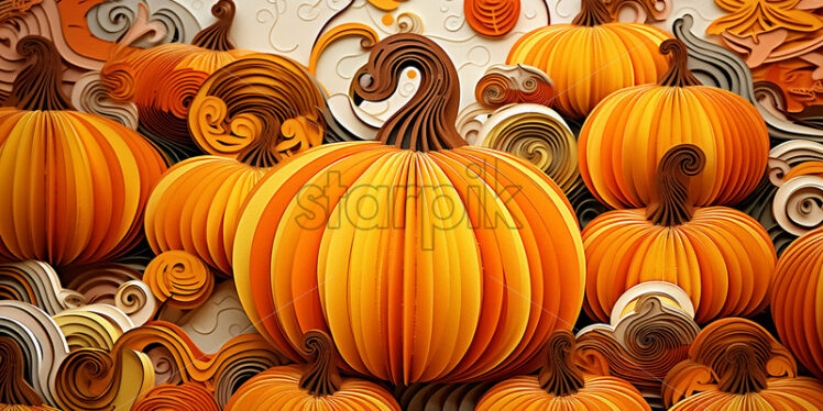 An background of pumpkins, created from paper - Starpik Stock