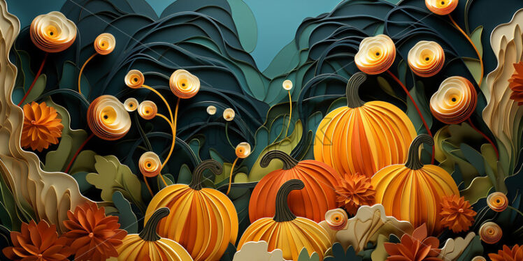 An background of pumpkins, created from paper - Starpik Stock