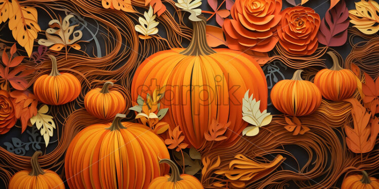 An background of pumpkins, created from paper - Starpik Stock