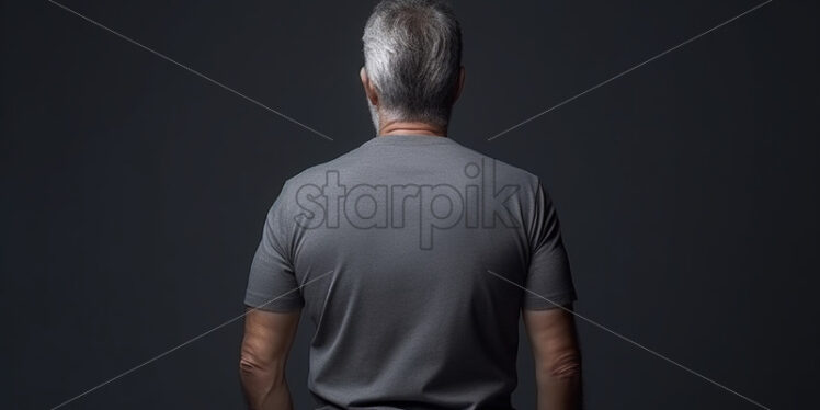 An elderly man with his back in a t-shirt - Starpik Stock