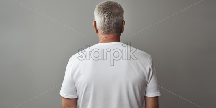 An elderly man with his back in a t-shirt - Starpik Stock