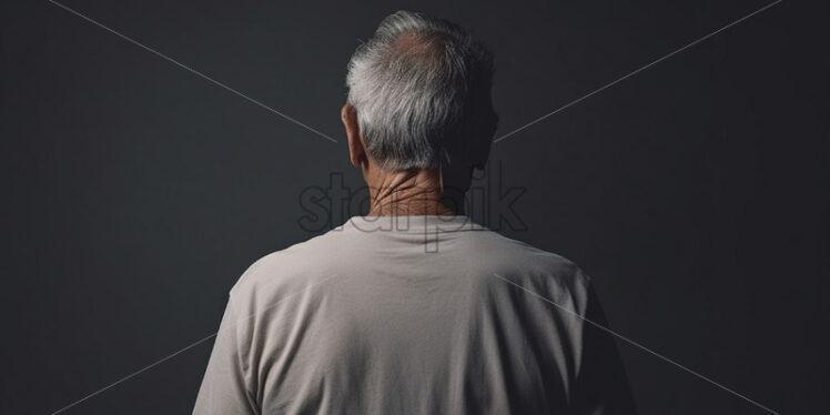 An elderly man with his back in a t-shirt - Starpik Stock