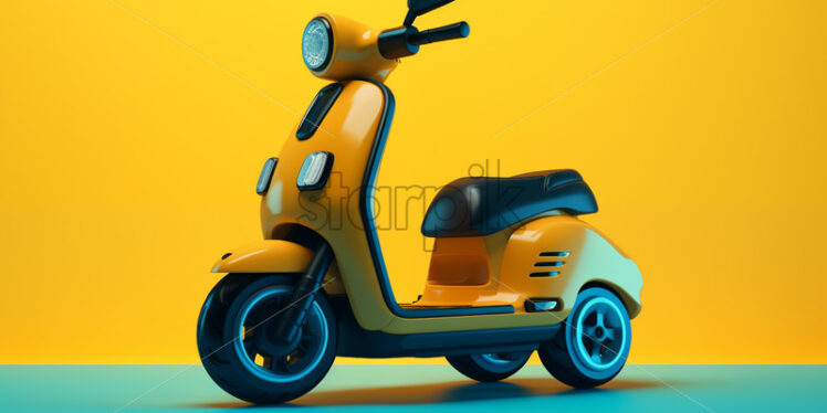 An electric scooter on a blue background - Starpik Stock