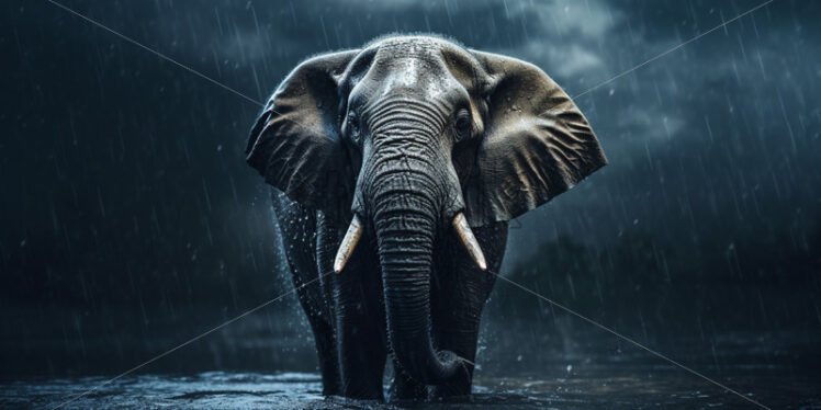 An elephant in the rain - Starpik Stock