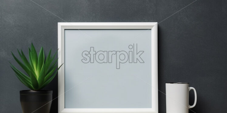 An empty frame on a table, studio photo - Starpik Stock