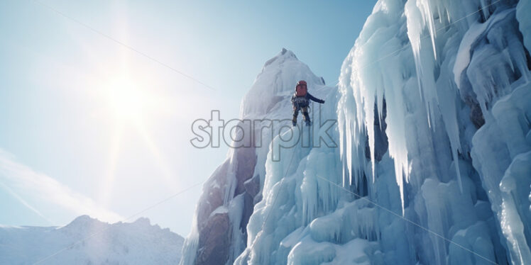 An explorer on a frozen mountain - Starpik Stock