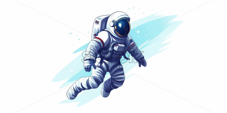 An icon of an astronaut in flat art style on a white background - Starpik Stock