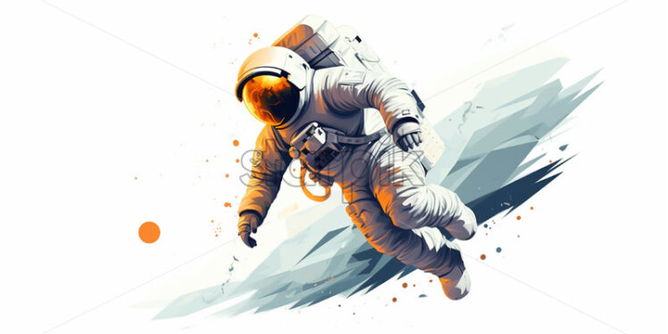 An icon of an astronaut in flat art style on a white background - Starpik Stock