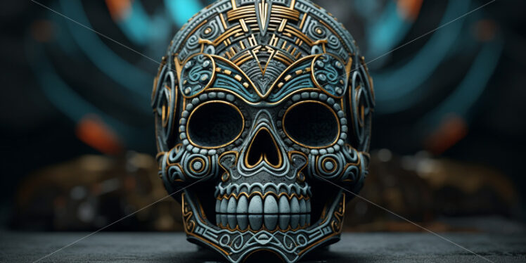 An illustrated skull in Aztec style - Starpik Stock