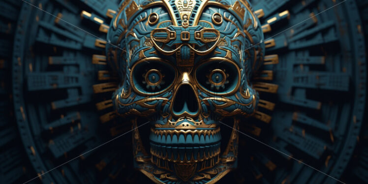 An illustrated skull in Aztec style - Starpik Stock