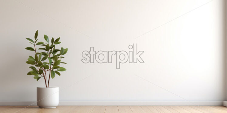 An indoor flower on the background of a white wall - Starpik Stock