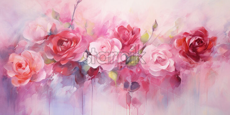 An infinite abstract drawing in watercolor with roses - Starpik Stock