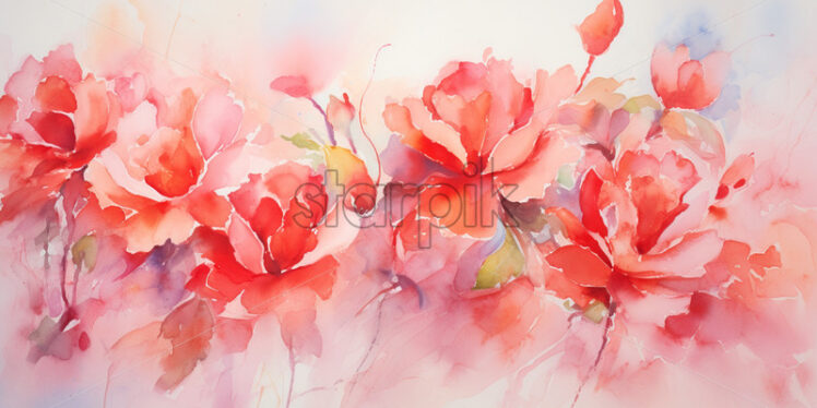 An infinite abstract drawing in watercolor with roses - Starpik Stock