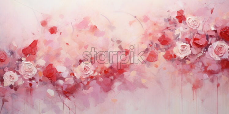 An infinite abstract drawing in watercolor with roses - Starpik Stock