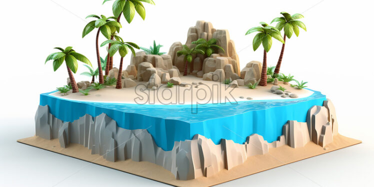 An isometric 3d model of an island - Starpik Stock