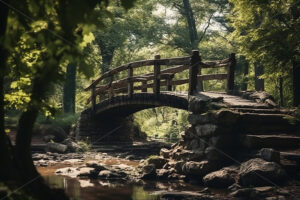 An old bridge in an old forest - Starpik Stock