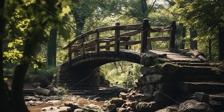 An old bridge in an old forest - Starpik Stock