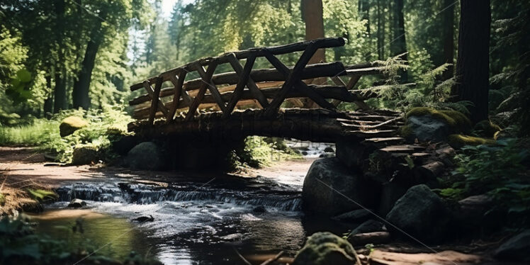 An old bridge in an old forest - Starpik Stock