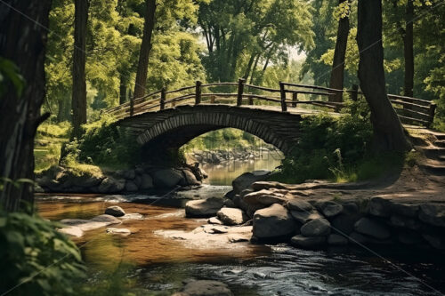 An old bridge in an old forest - Starpik Stock