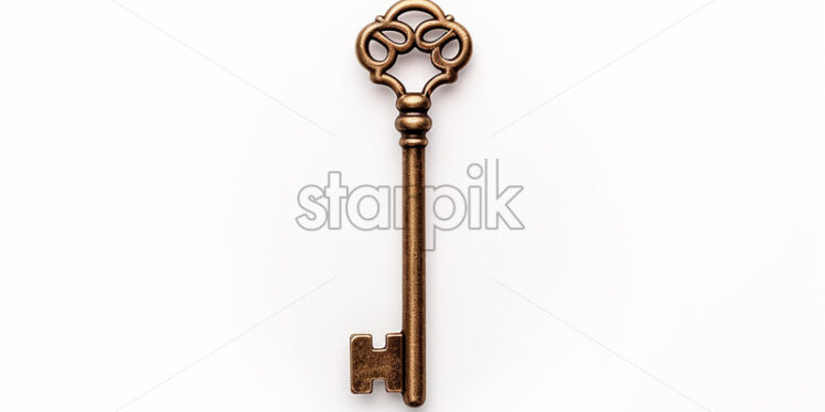 An old key on a white background - Starpik Stock