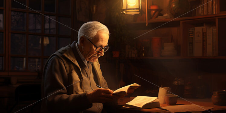 An old man is enjoying a book - Starpik Stock