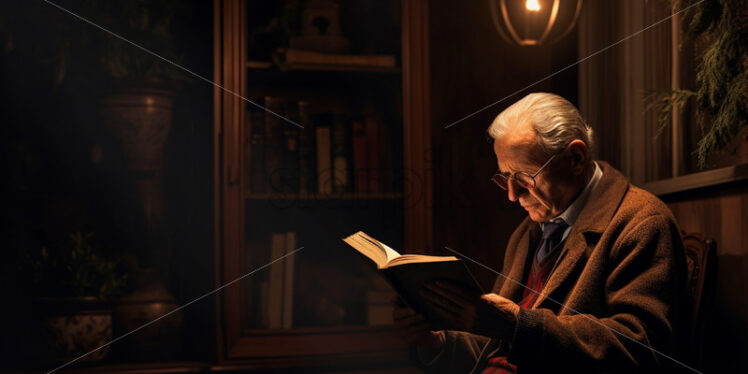 An old man is enjoying a book - Starpik Stock