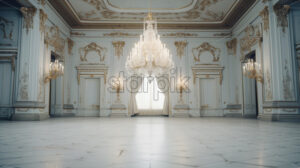 An ornate room with white walls and a marble floor - Starpik Stock