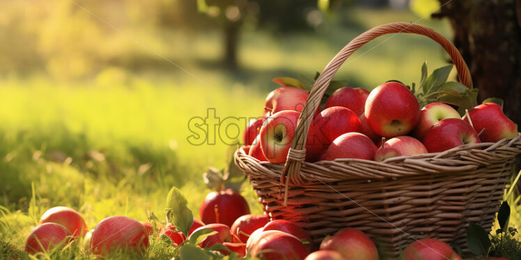 Apples in a basket in an orchard - Starpik Stock