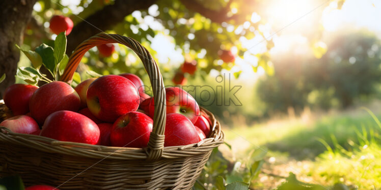 Apples in a basket in an orchard - Starpik Stock