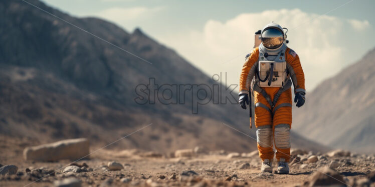 Astronaut walking on moon - Starpik Stock