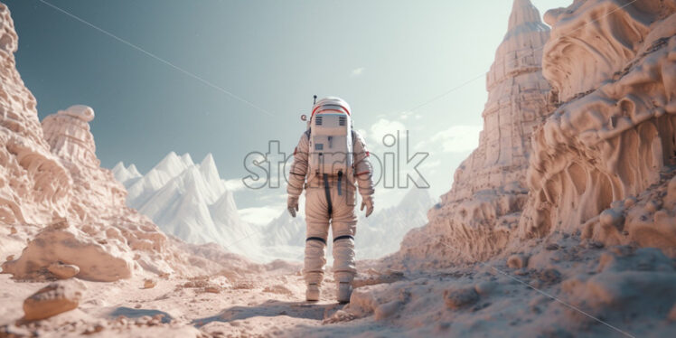 Astronaut walking on moon - Starpik Stock