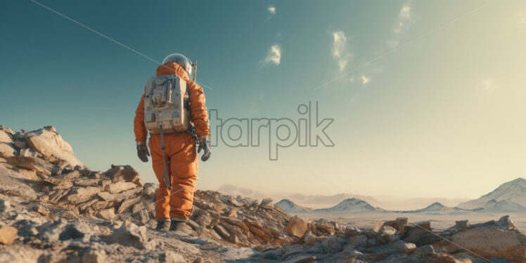 Astronaut walking on moon - Starpik Stock