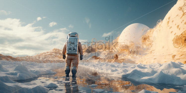 Astronaut walking on moon - Starpik Stock