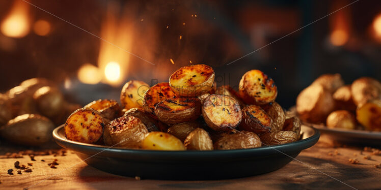 Baked potatoes in a plate - Starpik Stock