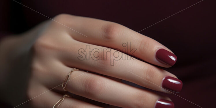 Beautiful burgundy nails of a model - Starpik Stock