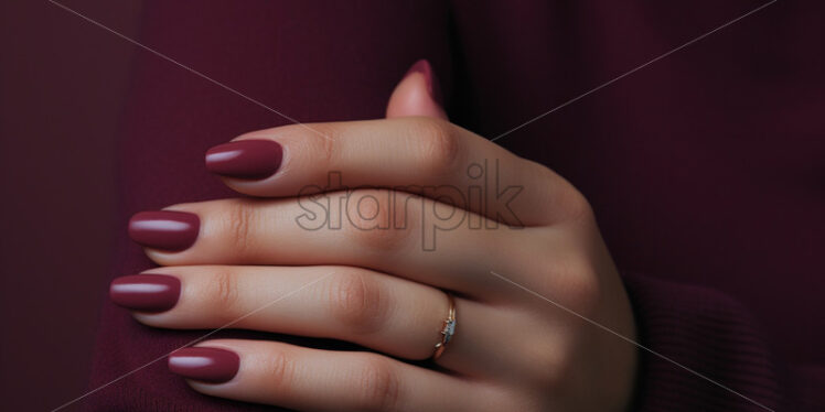 Beautiful burgundy nails of a model - Starpik Stock