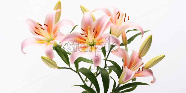 Beautiful lily flowers on white background - Starpik Stock