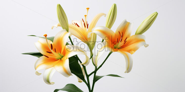 Beautiful lily flowers on white background - Starpik Stock